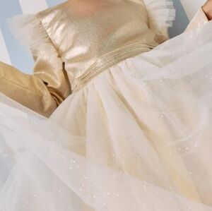 Girl 5 Years Dress With Sparkles Elegant Cream Long Sleeve Dress ..look Video;)